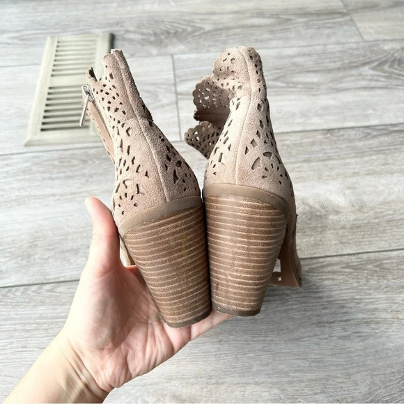 Jessica Simpson Tan Laser Cut Genuine Leather Suede Bootie - Picture 10 of 16